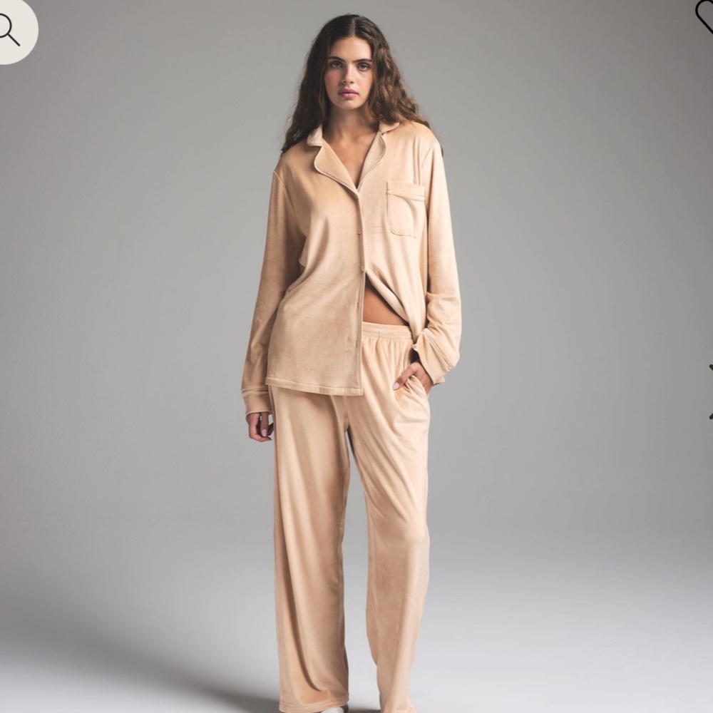 Skims Velour Button Up Shirt and Jogger Set
